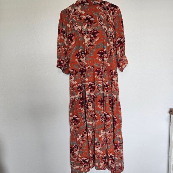 NWT Natural Life | Rebecca Midi Dress Orange Tropical Floral, Womens XL - Picture 11 of 11